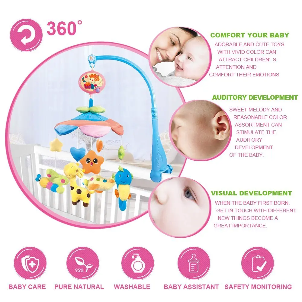 

NextX Electric Musical Mobile Baby Cot Bed Bell with Soft Colorful Plush Dolls For Crib Lullabies Rotating music Toy