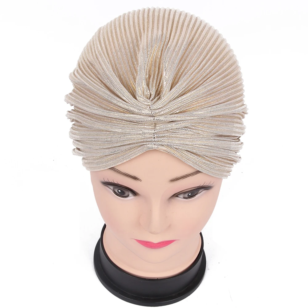 2018 Новая модная черная серебряная Золотая блестящая шляпа тюрбан для женщин и