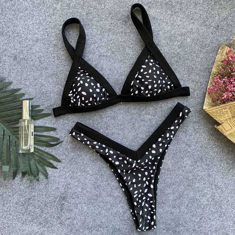 Бикини купальный костюм пуш ап купальник стринги комплект бандаж с принтом новый