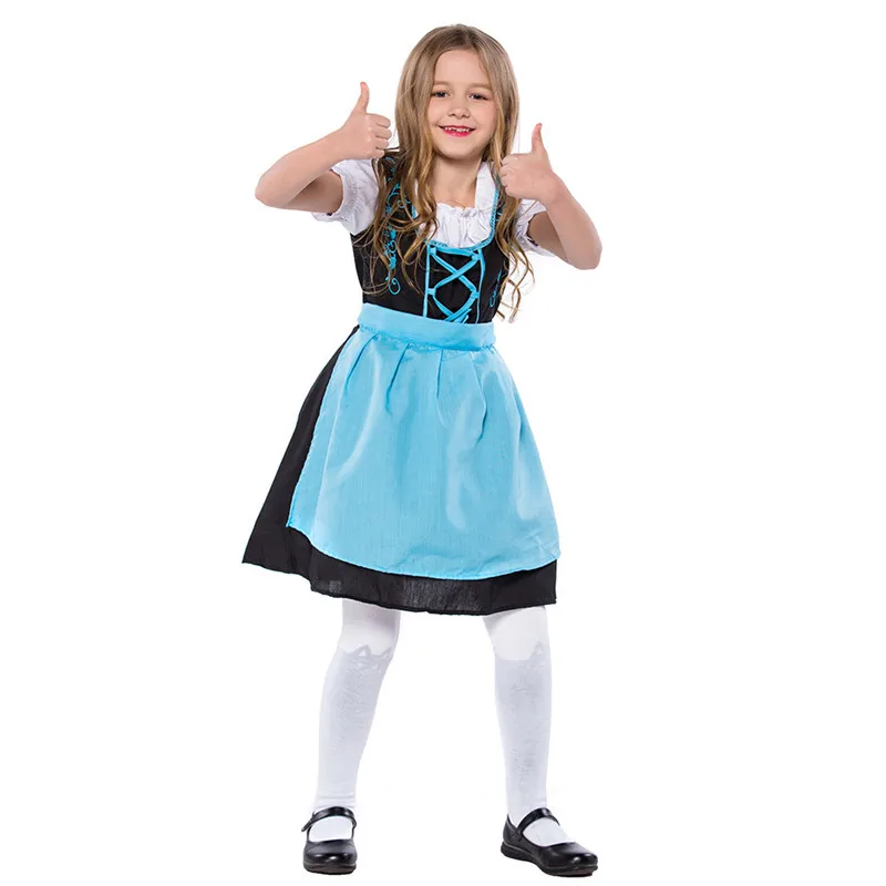S-XL Kids Halloween Alice Costumes For Girls Oktoberfest Maid Cosplays Children's day Carnival Purim Festival parade party dress |