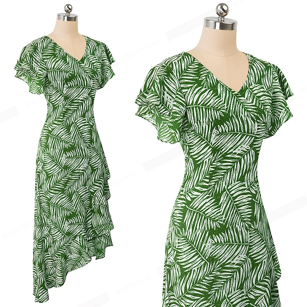 Хорошее-forever Boho Летнее Пляжное Платье макси с принтом, Несимметричное ТРАПЕЦИЕВИДНОЕ расклешенное женское платье A156