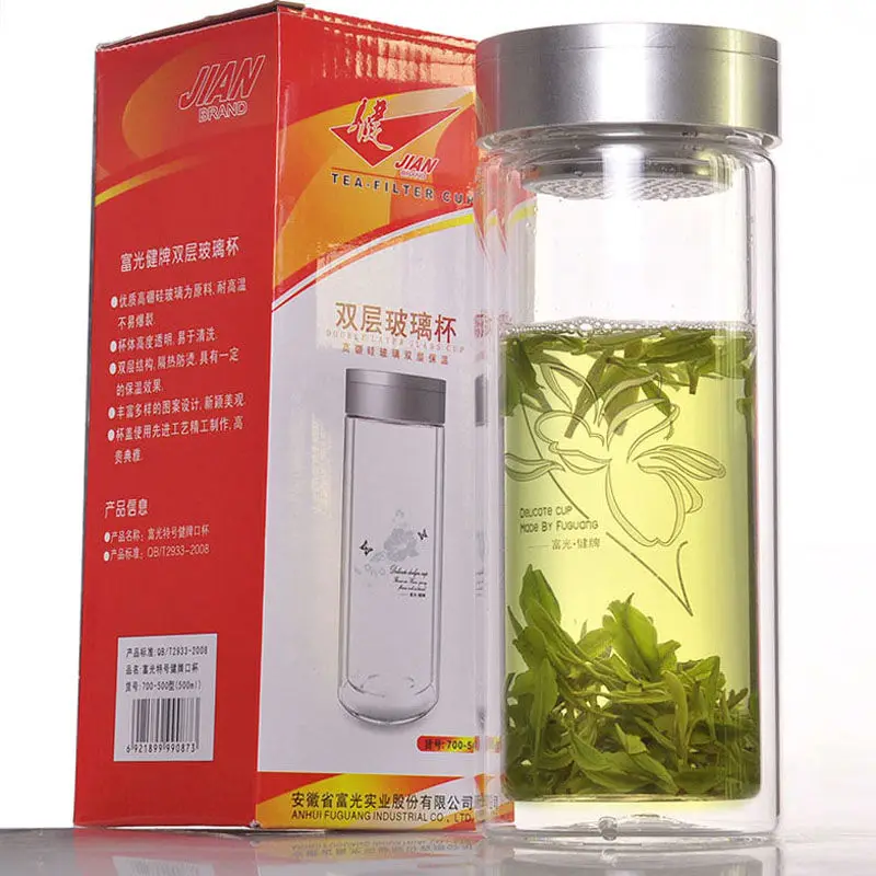 Ясно Стекло пить бутылка воды с Чай Infuser Фильтр Кофе стакан кружка двойной Слои