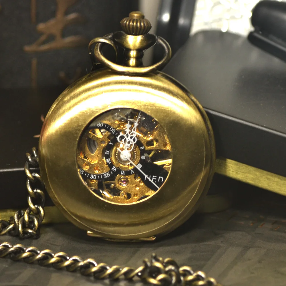 Роскошные модные Механические карманные часы скелетоны в стиле стимпанк под