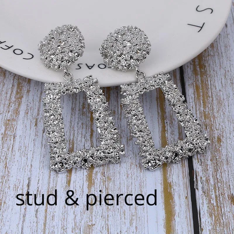 ZS05stud Большие Винтажные серьги-клипсы ZA для женщин, без пирсинга, висячие серьги, металлические клипсы для ушей, модные ювелирные изделия, тренд - Окраска металла: ZS05stud