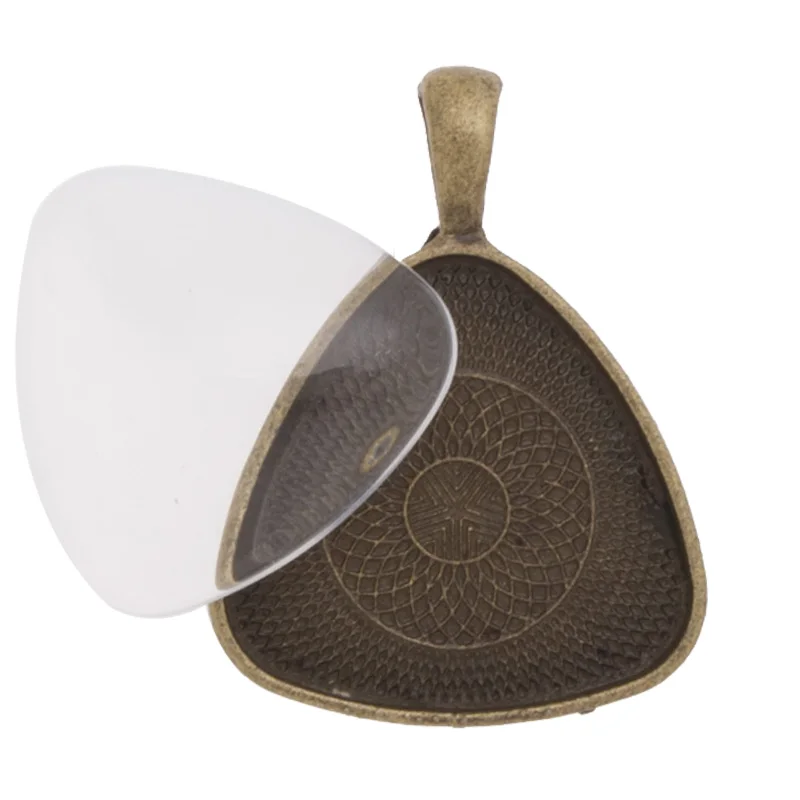 25 мм треугольный плоский задний прозрачный стеклянный кабошон высокое качество