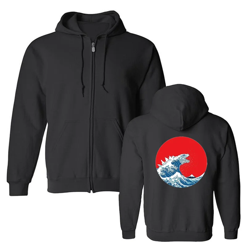 Мужские толстовки с капюшоном Hokusai Kaiju The Great Wave Off Kanagawa Culture крутая Толстовка Harajuku