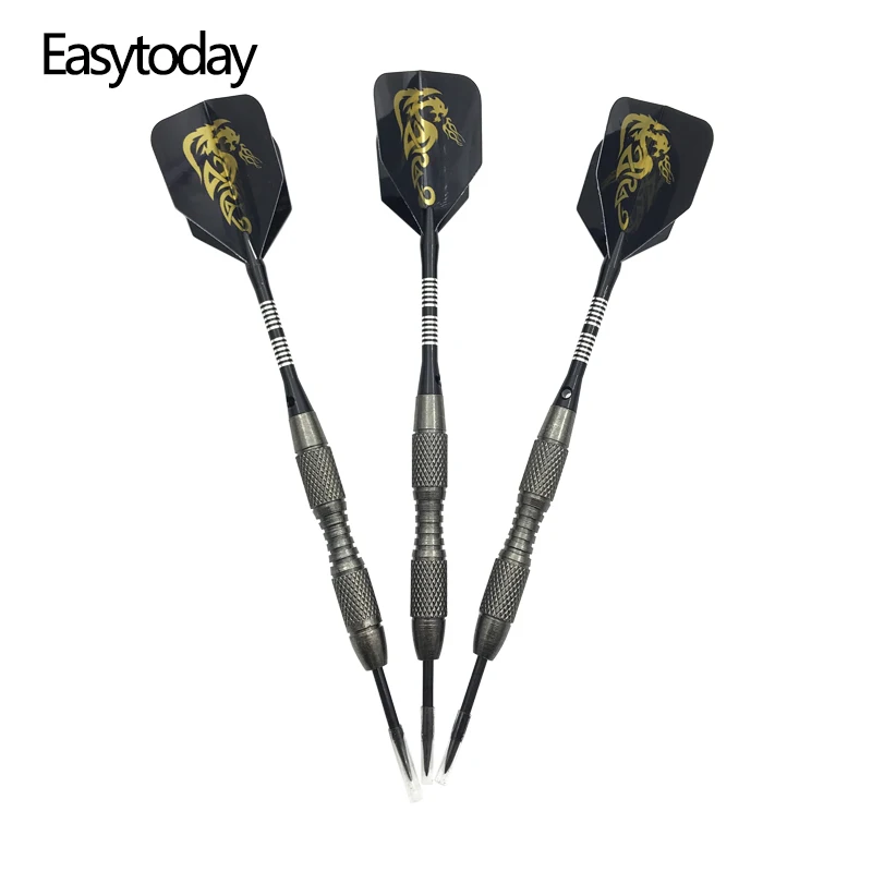 

Easytoday 3Pcs/set Professional Tungsten Darts Hard Type Steel Tip Darts Set Tungsten Barrel Aluminum Shafts Darts Flights