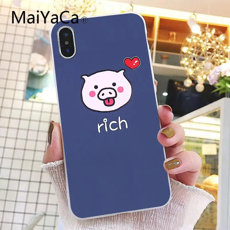 Maiyaca Cute Cartoon Rich Pig Soft Silicone TPU Phone Cover for iPhone X XS MAX 6 6s 7 7plus 8 8Plus 5 5S SE XR | Мобильные телефоны