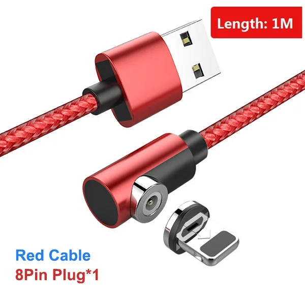 For iPhone Red 1M ACCEZZ Магнитный кабель Micro usb type C для iPhone X XS MAX XR 8 Магнитная Зарядка для samsung S10 Быстрая зарядка телефонный кабель шнур 2 м - Цвет: For iPhone Red 1M