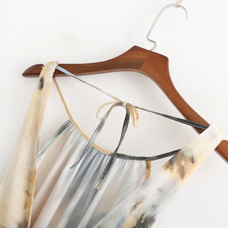 NSZ Tie Dye Платье женское с принтом Длинное Макси летнее платье открытыми плечами
