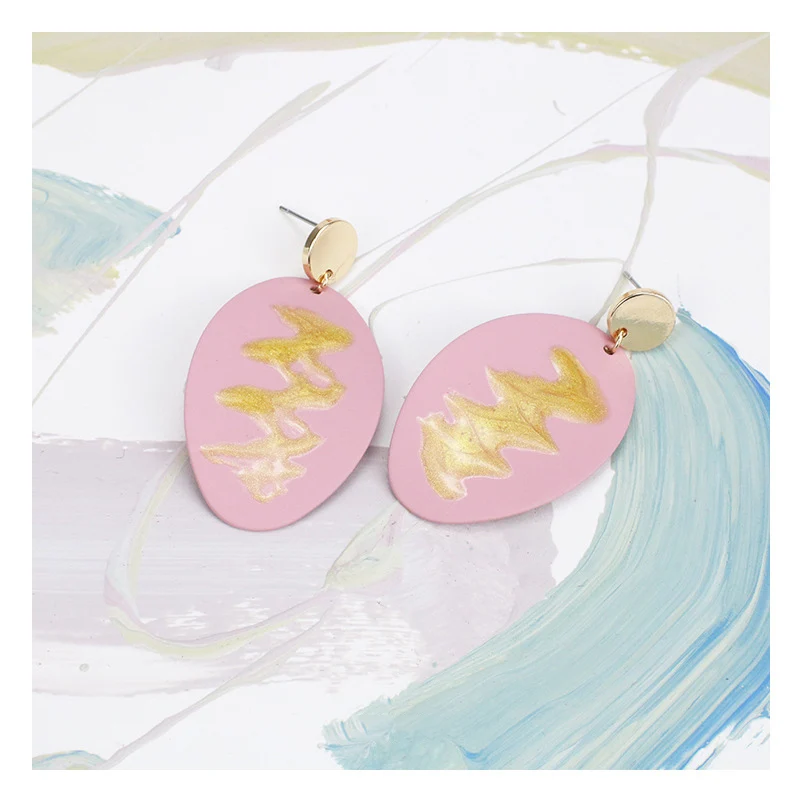 Женские серьги с овальной росписью GWACC ручной работы из медного сплава в