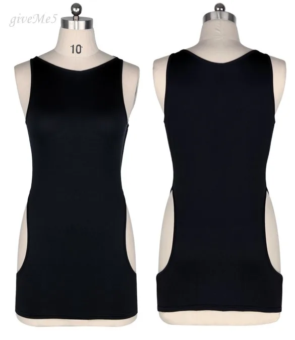 Черное открытое боковое вечернее платье 2014 сексуальное на бретелях Мини Летнее