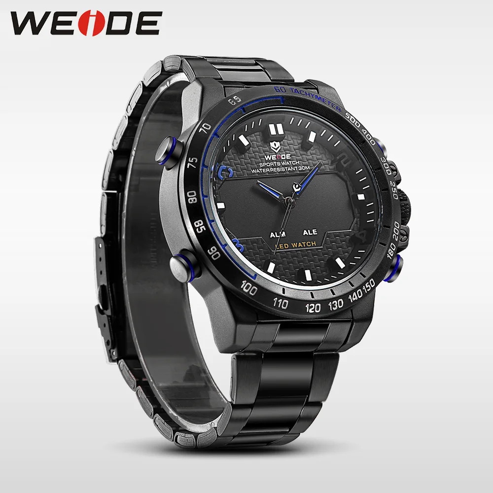 WEIDE мужские спортивные кварцевые часы роскошные бездождевые стальные браслеты с