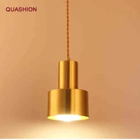 nordic contracted copper color pendant lights gold decorative brass hanging lamp europe industrial luminaire suspendu