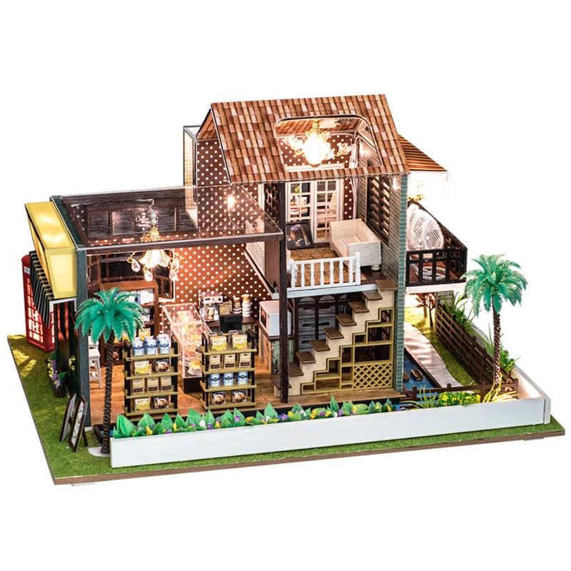 Кукольные дома сделай сам миниатюрный 3D Деревянный кукольный домик с комплектом