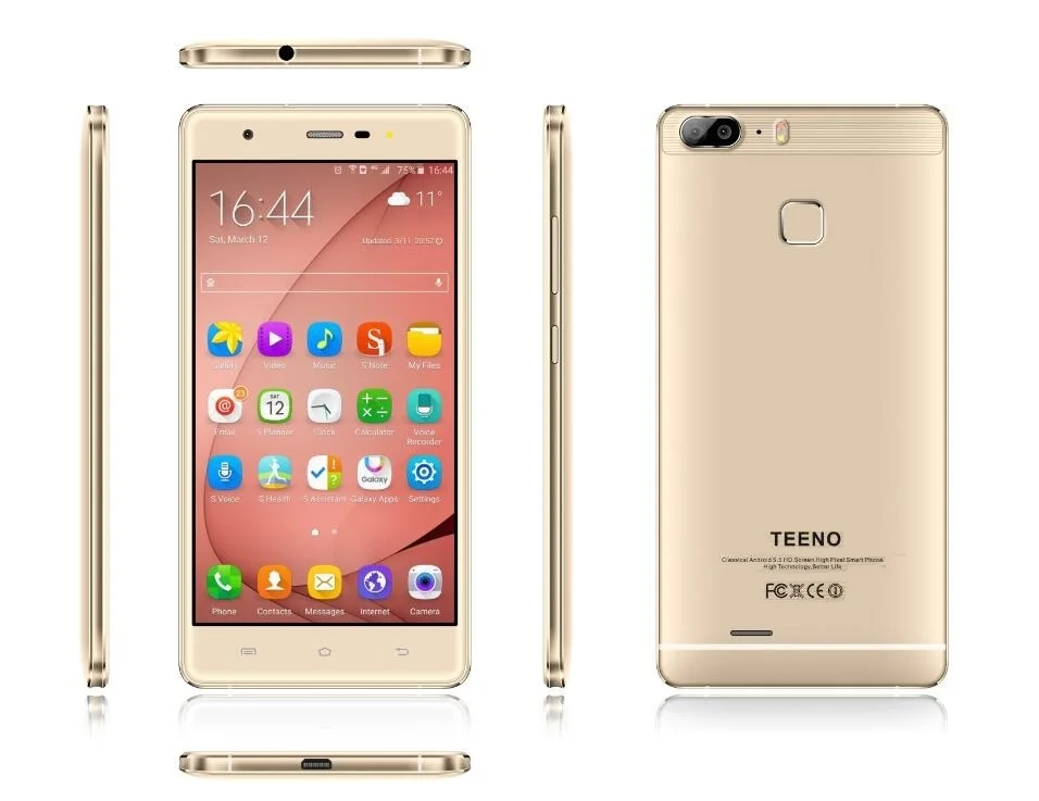 Разблокирована TEENO 5.5 &quotHD Смартфон Двойной Камеры Заднего Золотой Мобильный