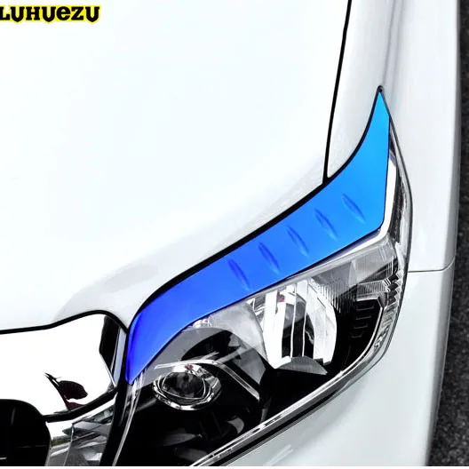 2 шт. Нержавеющая сталь голубой цвет головной свет Чехлы для ламп Toyota Land Cruiser Prado