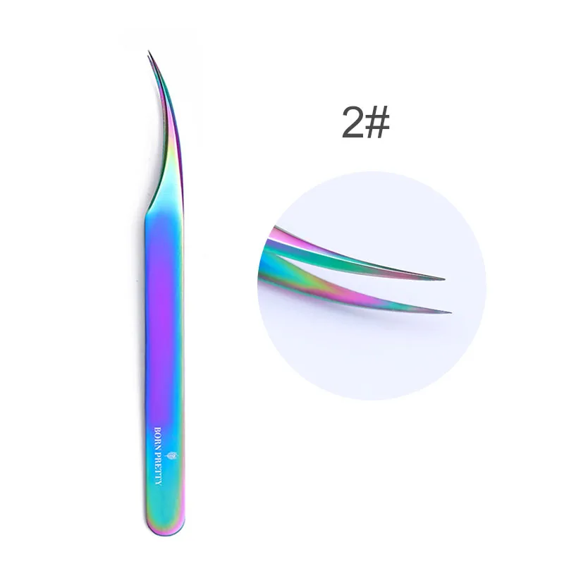 Tweezer-2 BORN PRETTY крест Блокировка обратный Пинцет красочные прямые локоть нержавеющая сталь Прививка ресницы дизайн ногтей инструмент - Цвет: Tweezer-2
