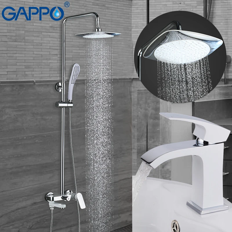 GAPPO белый смеситель для раковины кран Смеситель воды ванны дождевой Душ