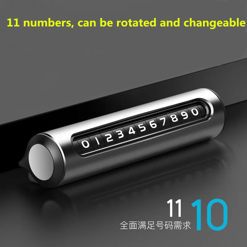 

1pc New Car Styling Alloy Temporary Parking Card Phone Rotatable Number Card Plate Telephone Park Stop Automobile Sticker