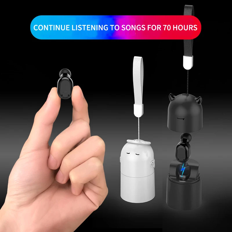 DPRUI беспроводные Bluetooth наушники мини гарнитура с 300 мАч и 700 зарядная коробка