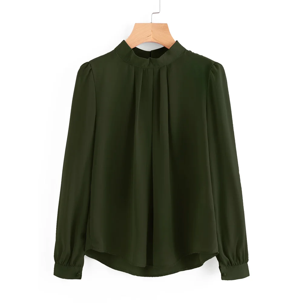 Весенне осенняя женская рубашка шифоновые топы с длинным рукавом и высоким