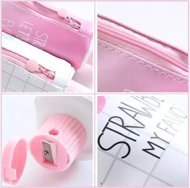 

1pcs Creative Toothpaste Pencil Bag , PU leather Strawberry School Pencil Bag for Kids with Pencil Sharpener