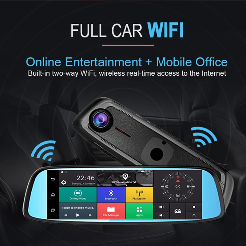 AZGIANT 4G 8 дюймов Wifi жк-экран Android Stream камера заднего вида FHD 1080P видеорегистратор