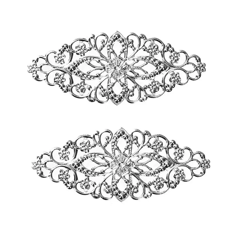 DoreenBeads сплав на железной основе украшения лист серебристый филигрань резная 80 мм
