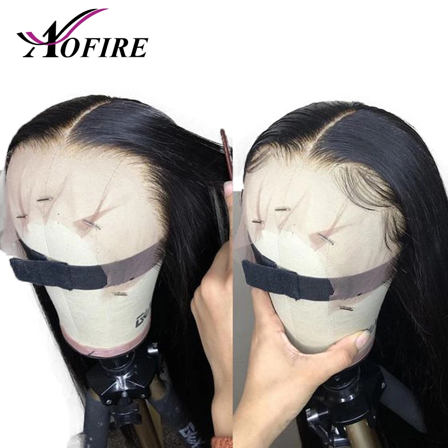 13X6 Lace Front Human Hair Wigs Brazilian Straight Remy 360 Frontal For Black Women Bleached Knots Aofire | Шиньоны и парики