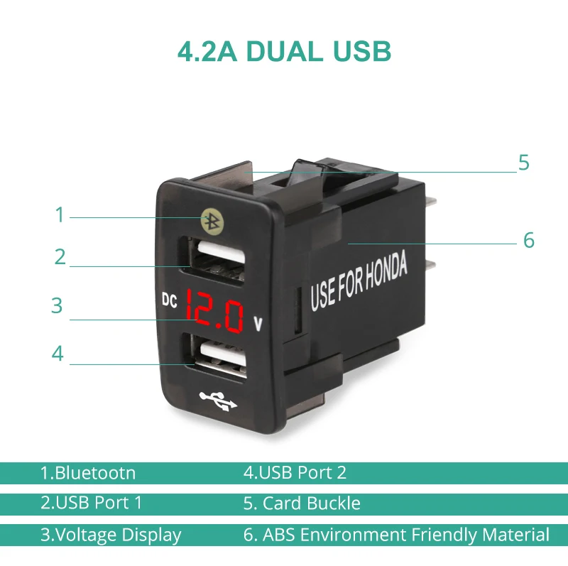 С местоположением парковки 4.2A двойной USB Автомобильное зарядное устройство для Honda мобильный телефон вольт метр автомобильное зарядное устройство разъем gps трекер локатор