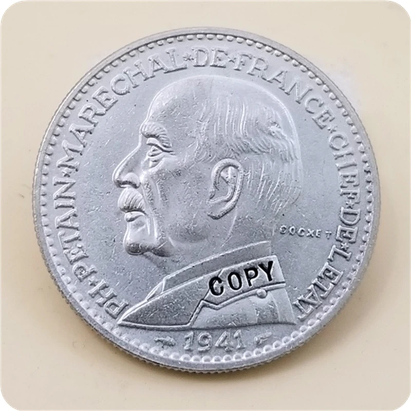 1941 Франция 20 франков-Петер (Коше) Имитация монеты |