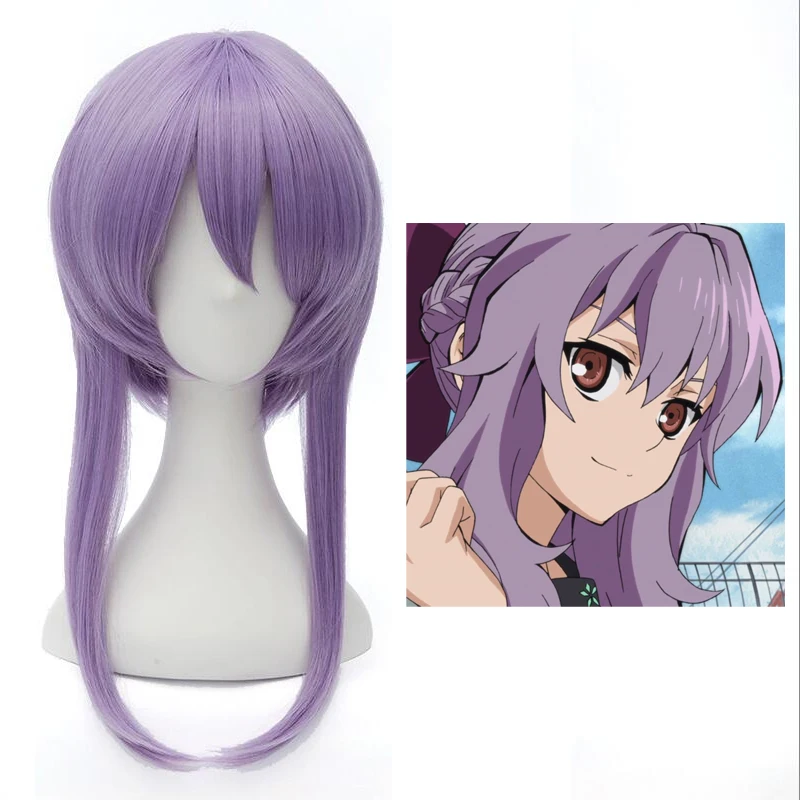 Серафим конца косплей парик Hiiragi Shinoa светильник фиолетовый коса с прямыми