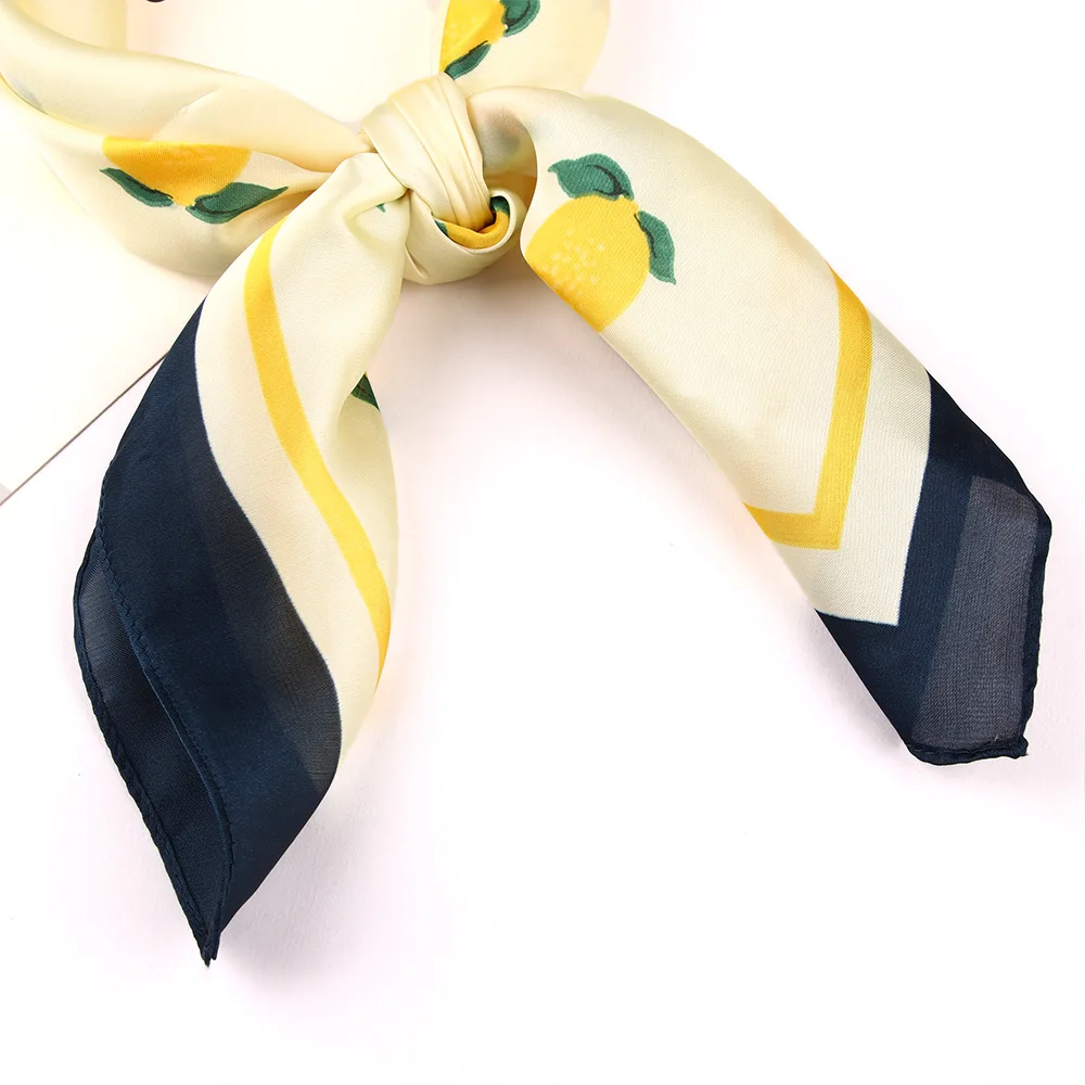 Маленький квадратный шарф с принтом лимона 70 см женский шейный платок роскошные