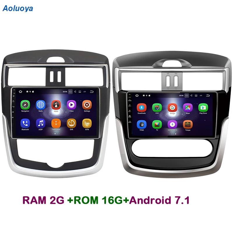 Aoluoya 2 Гб RAM четырехъядерный Android 7.1.2 Автомобильный DVD плеер для Nissan Tiida 2016