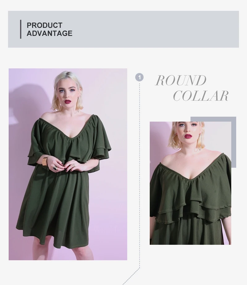 Женское платье большого размера Kissmilk простое Плиссированное темно-зеленое с