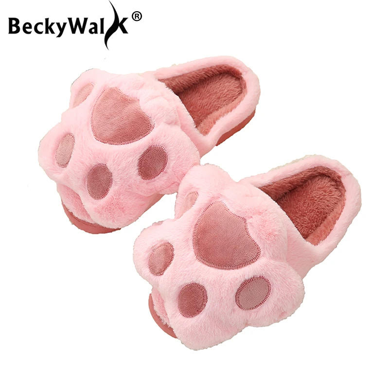 BeckyWalk Симпатичные женские шлепанцы милые Мультяшные домашние тапочки для пола