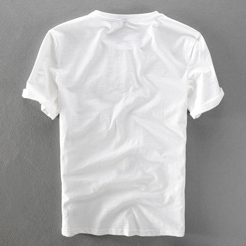 Summer cool new linen short-sleeved t-shirt exquisite trend male loose embroidery pattern stitching t shirt camisetas hombre | Мужская