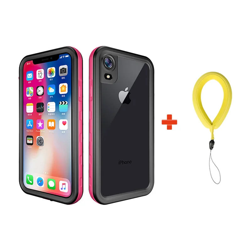 Pink With Strap Водонепроницаемый чехол для iPhone X XS Max XR противоударный чехол для плавания для дайвинга для iPhone X XR XS 6 6 S 7 8 Plus водонепроницаемый чехол - Цвет: Pink With Strap
