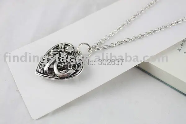 

FREE SHIPPING 3PCS Tibetan Silver Color flower heart pendant Necklaces #20093