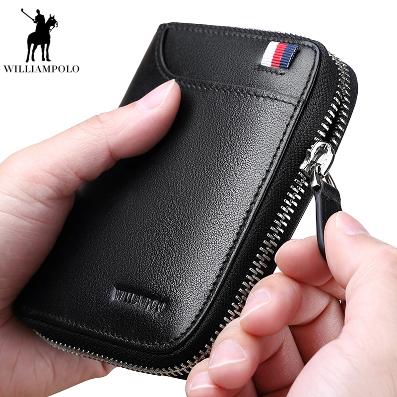 Williampolo из натуральной кожи Для мужчин молния небольшой кошельки человек короткие