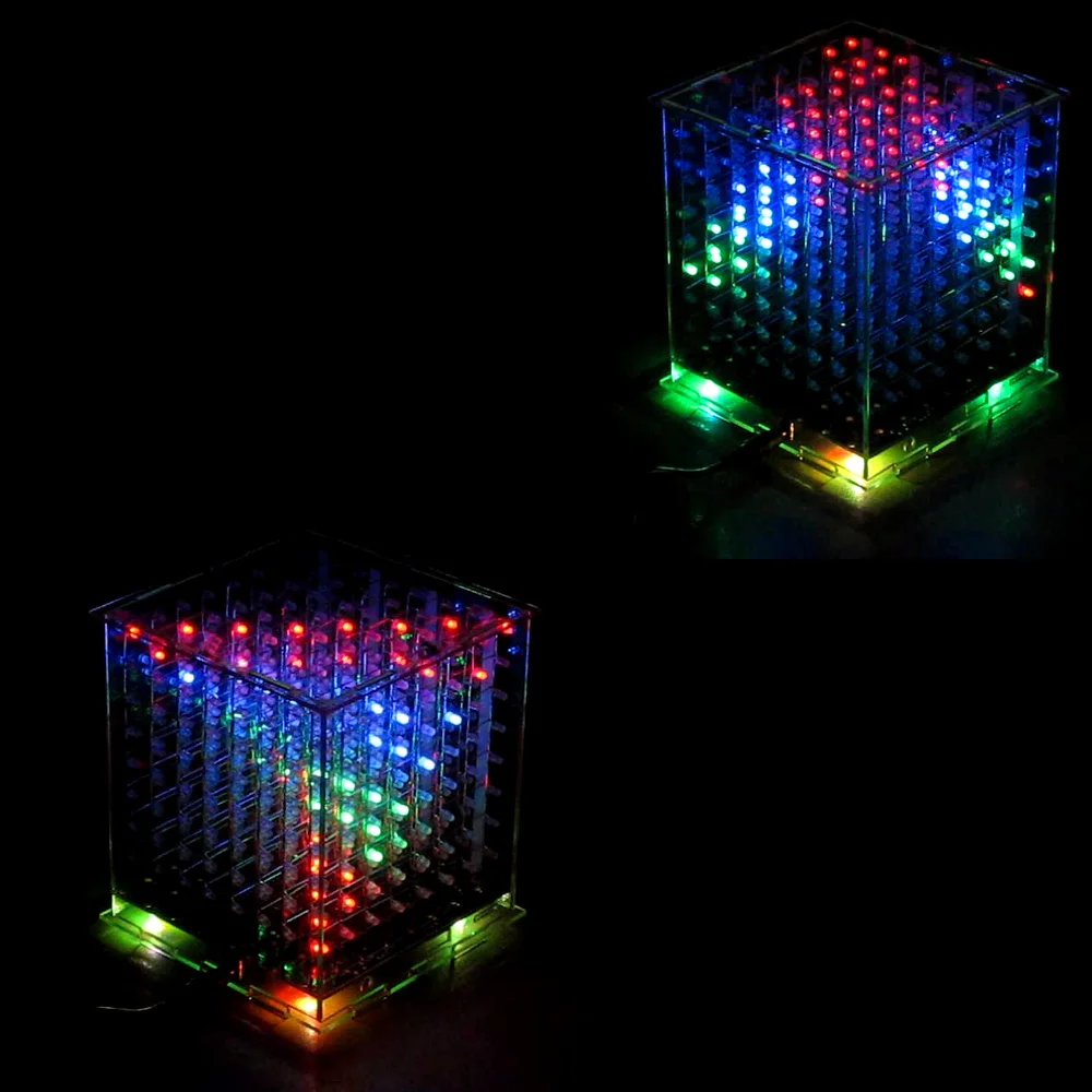 3D8 DIY многоцветный СВЕТОДИОДНЫЙ мини свет куб kit С ИК/3D 8 8x8x8 Наборы/Младший