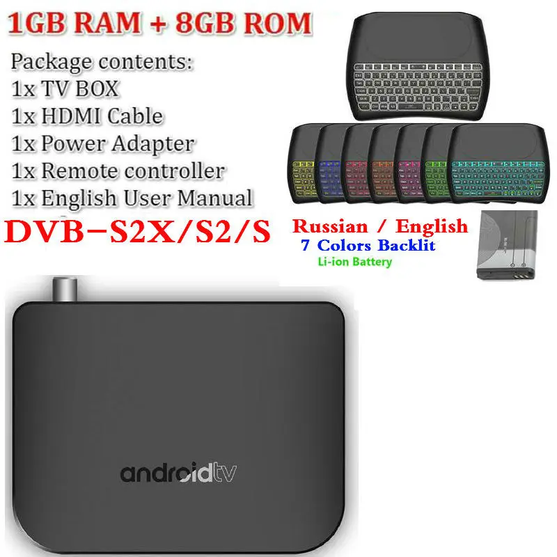 M8S PLUS DVB Smart 4K Android 7,1 ТВ приставка DVB-T2/T DVB-S2X/S2/S наземный комбо Amlogic S905D четырехъядерный 1 ГБ 8 ГБ 1080p - Цвет: S With D8
