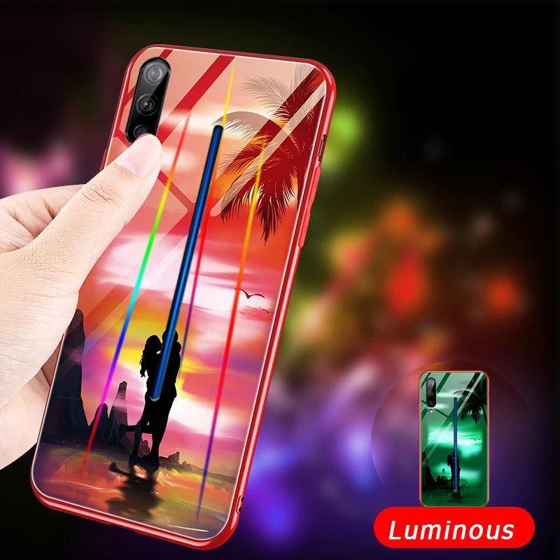 Luminous Tempered Glass Cases For VIVO IQOO X23 X21 i UD X20 X9S Plus X27 Coque Back Cover Soft Silicone Anti- fall Thin Shell |
