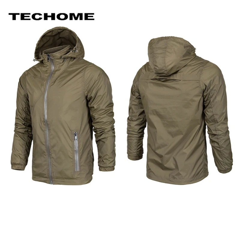 Новая модная мужская куртка повседневная тонкая ветровка с капюшоном модные