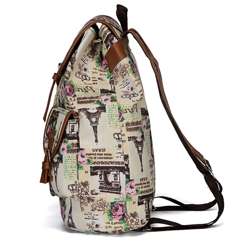 Женский тканевый рюкзак FANSON черный школьный с кулиской в стиле бохо из ткани Aztec