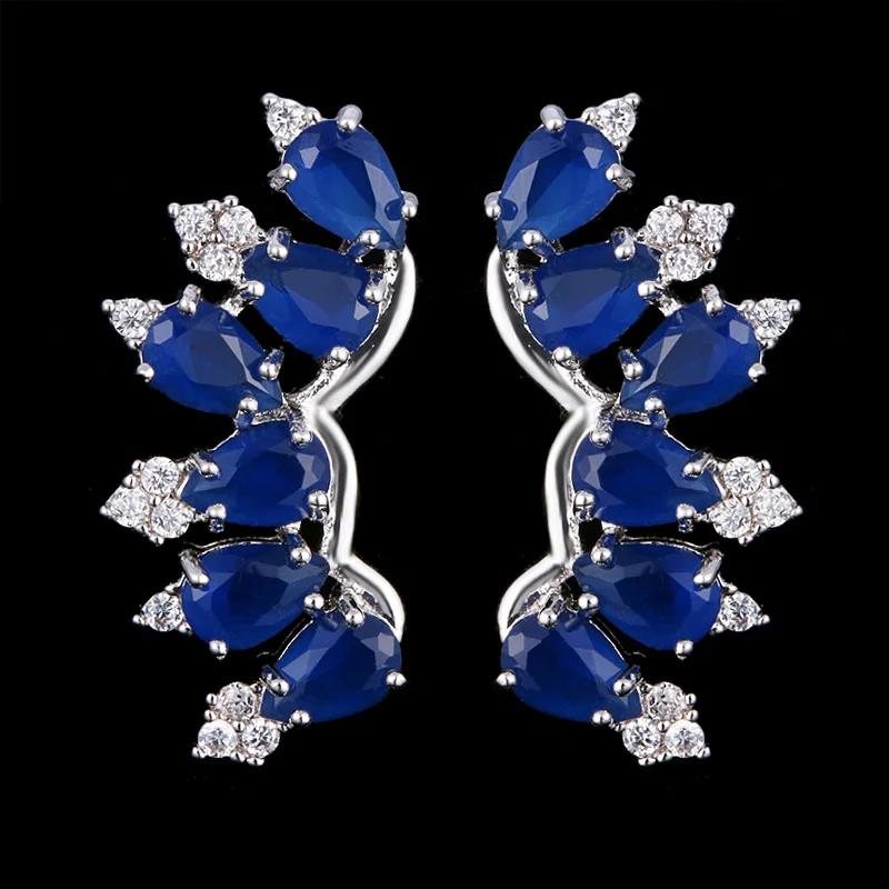 Blue Брендовые этнические зеленые серьги-клипсы с кристаллами серебристого цвета, серьги в богемном стиле с цирконием Eaings, индийские ювелирные изделия, бижутерия, подарок E609 - Окраска металла: Blue