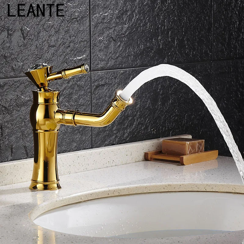 Leante Классический Красивая бортике одной ручкой Счетчик Топ смеситель золото