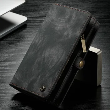 Caseme PU кожаный чехол-кошелек для IPhone X Xr XsMax многофункциональный съемный магнитный Телефон чехол для iPhone 6 6s 7 8 plus кошелек - Цвет: Black