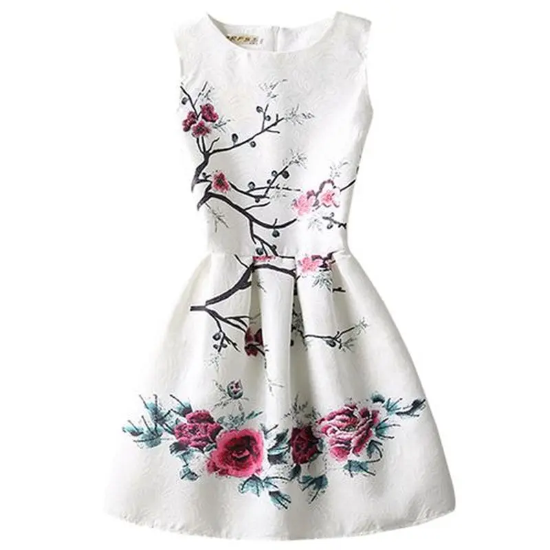 Summer Sleeveless Girl Dresses Tower Butterfly Flower Print Dress for Girls Fashion Children Vestidos Kids Clothes | Детская одежда и